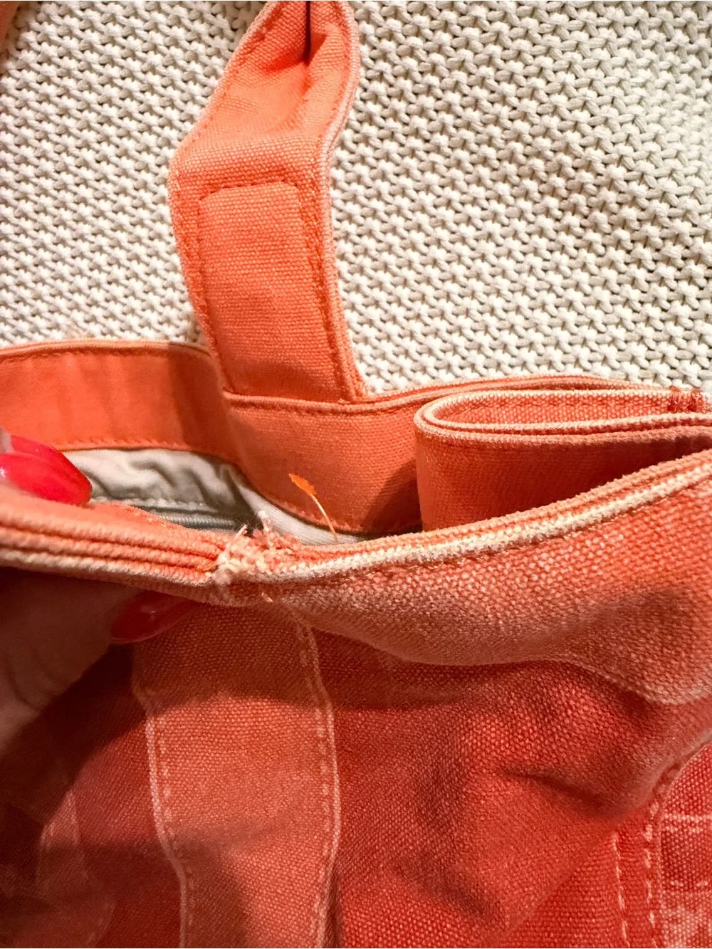 Tory Burch Orange Canvas Logo Tote Bag